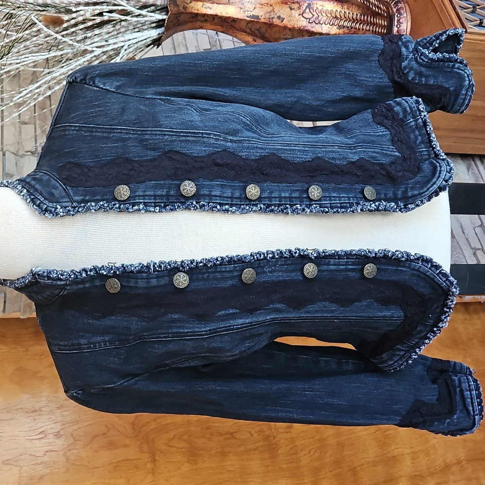 Denim Jacket with Lace trim